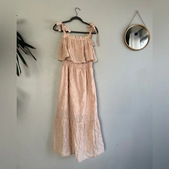 Dresses | Une Ame Blush Pink Midi Peplum Dress | Poshmark